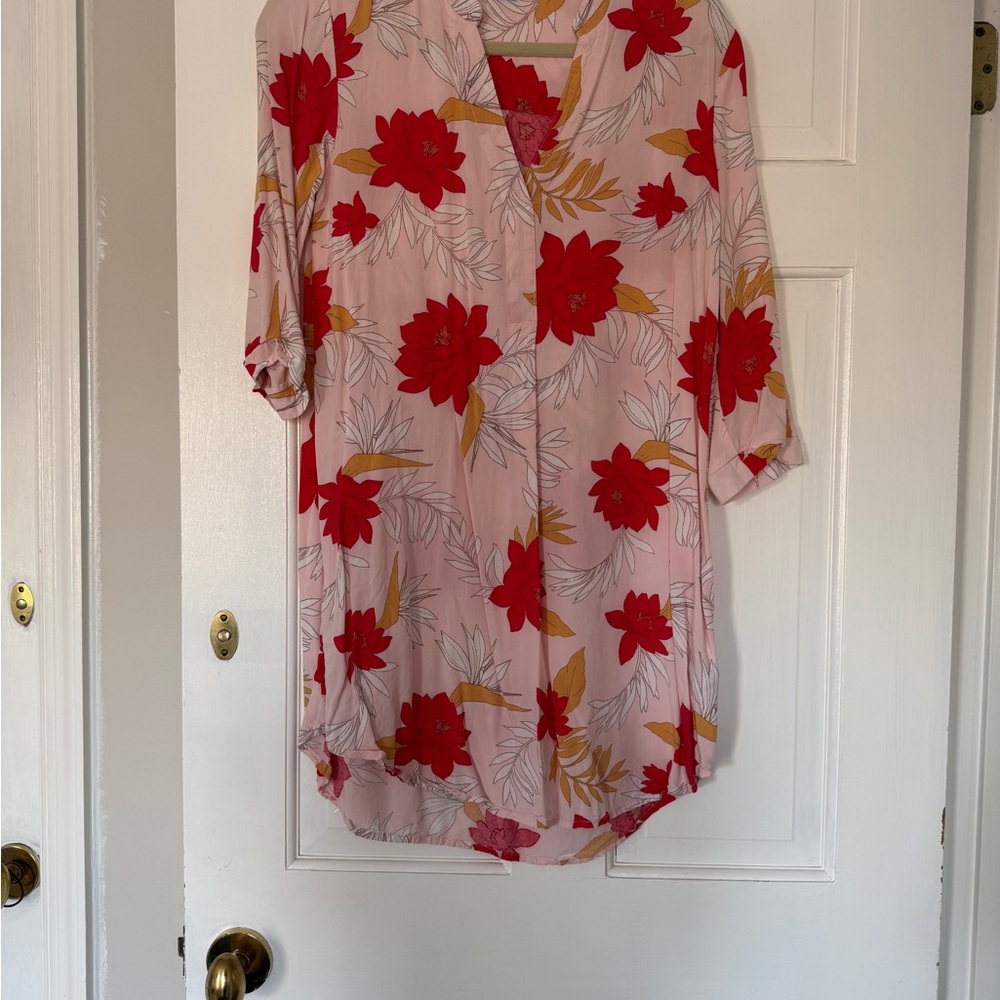 Floral Pink and Red Women's Top